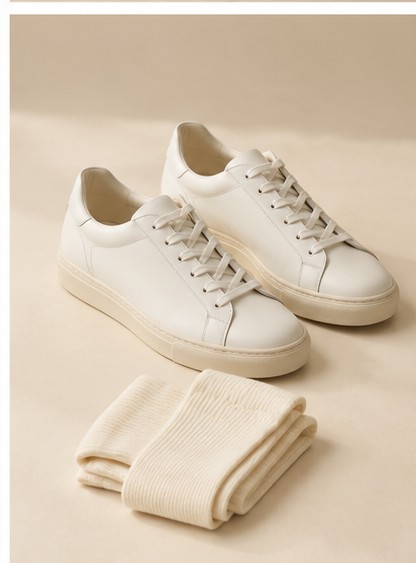 Minimal white leather sneakers