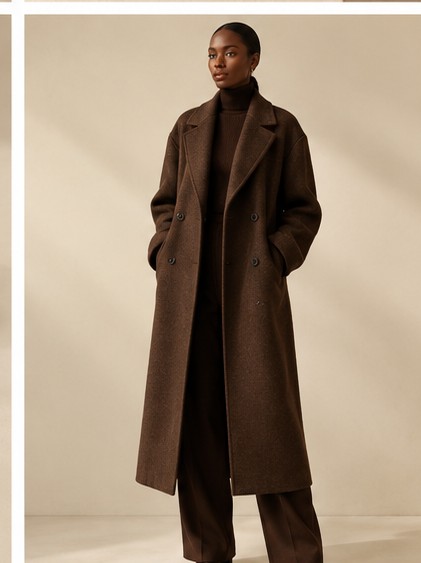 Longline dark chocolate wool coat